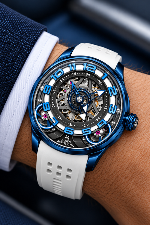 Alden Arroyston Blue Skeleton Automatic Watch