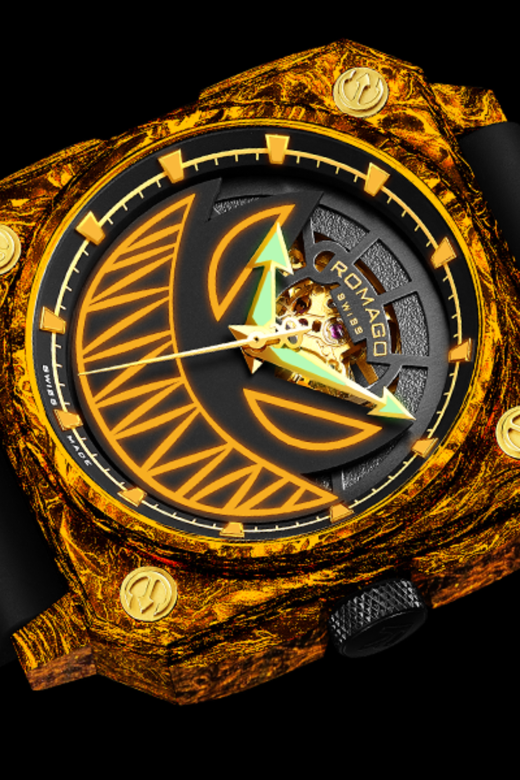 Lumin Fusion Carbon Gold Devil Design Automatic Watch
