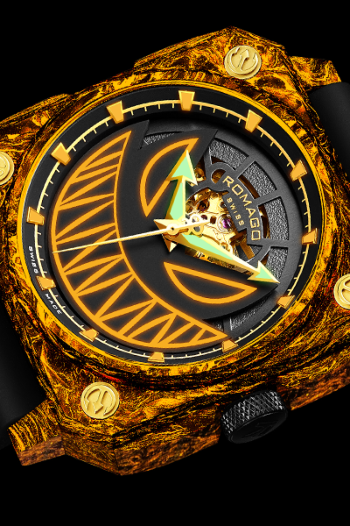 Lumin Fusion Carbon Gold Devil Design Automatic Watch