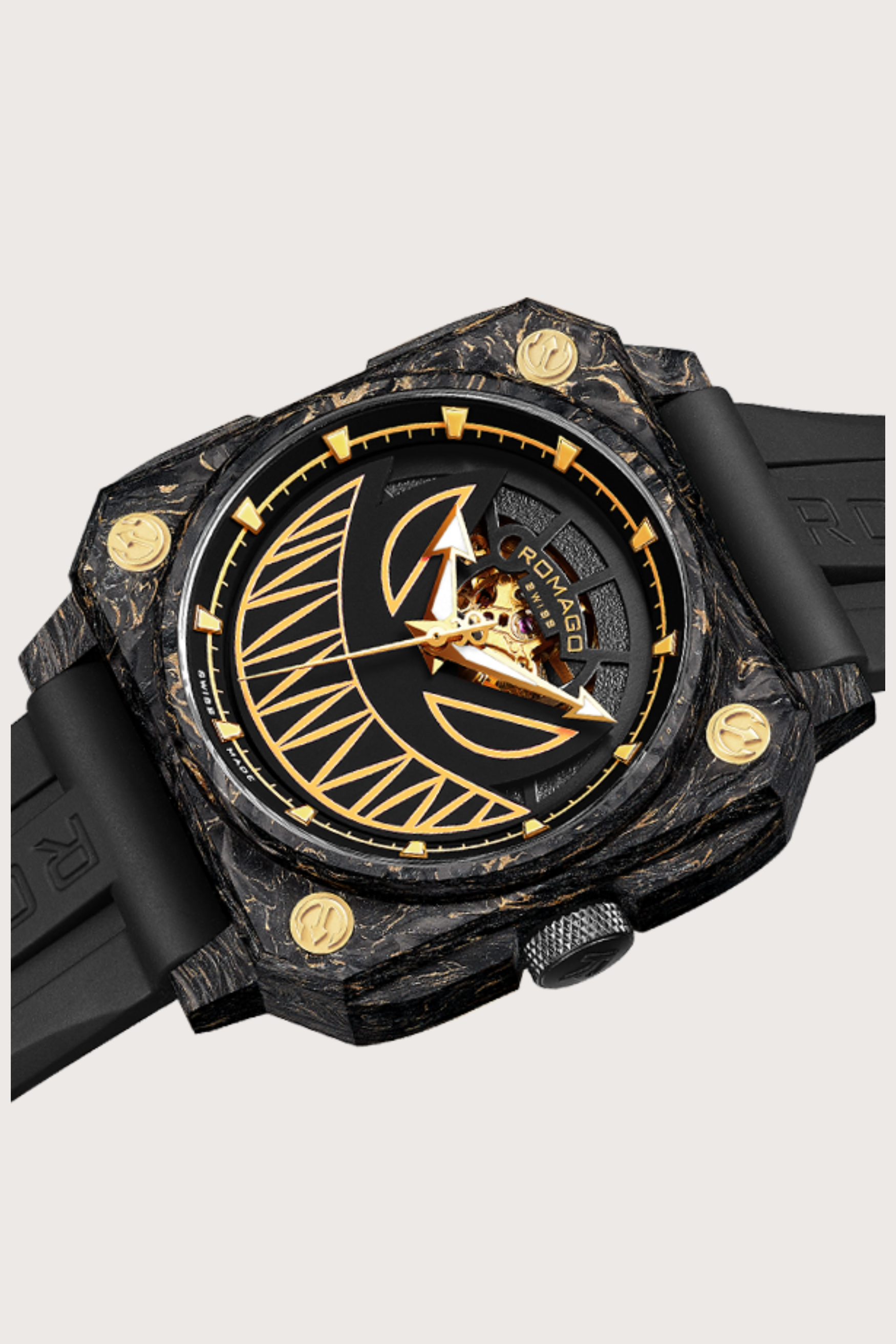 Lumin Fusion Carbon Gold Devil Design Automatic Watch