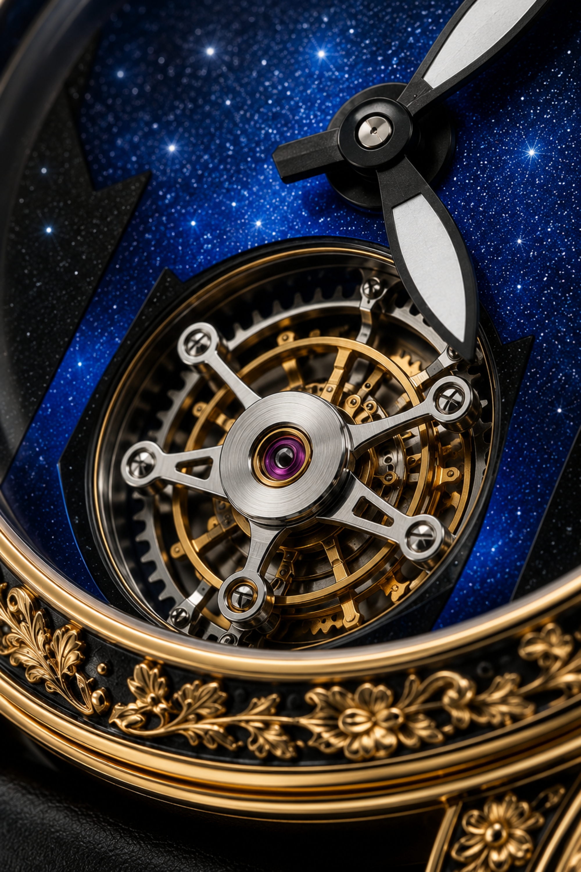 Luxury Ornate Gold Astronomical Tourbillon Watch