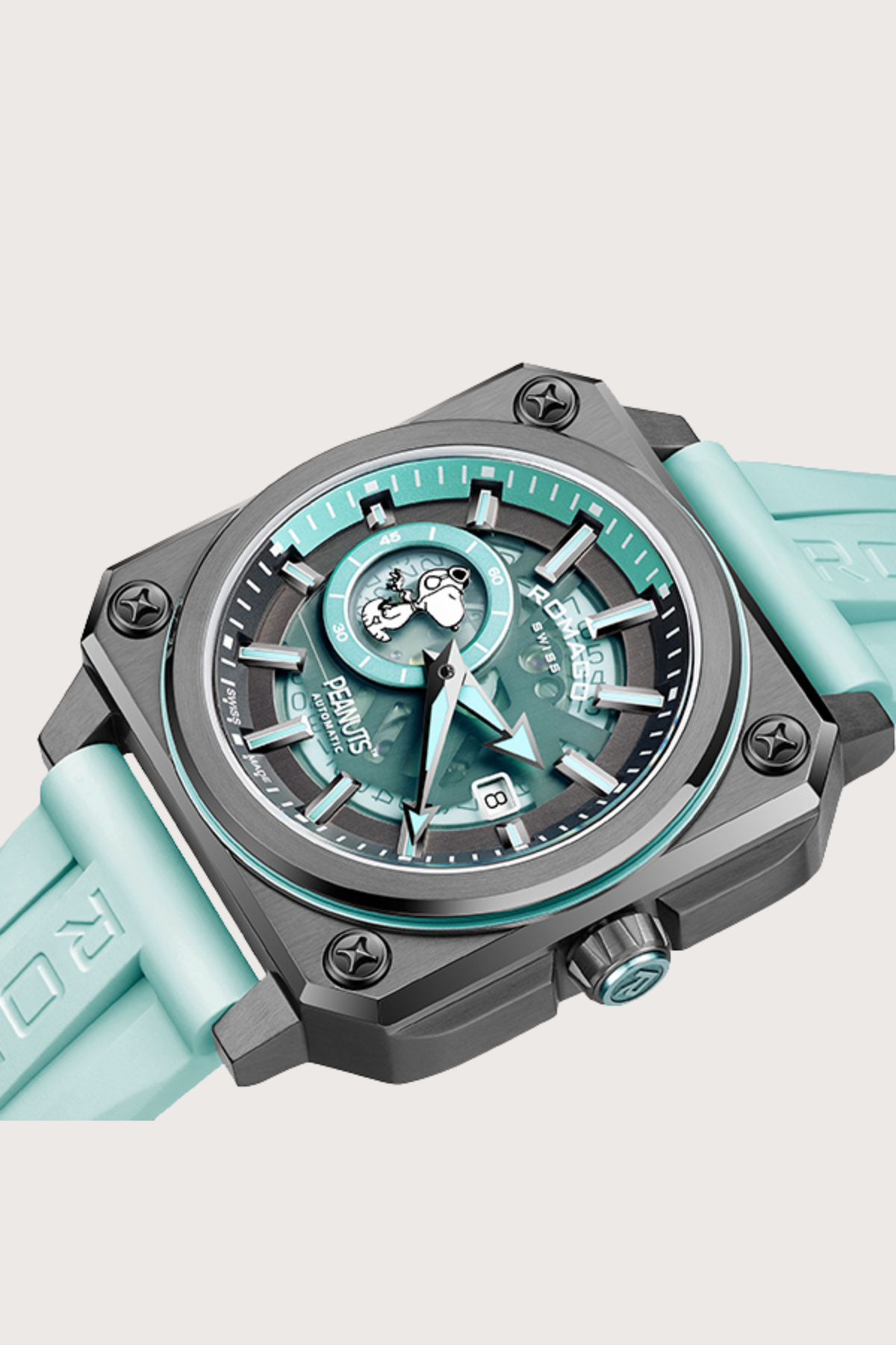Snoopy Aviation Romago Robin Egg Blue Automatic Watch