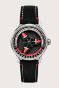 Luxury Carbon Steel Red Accent Skeleton Automatic Watch
