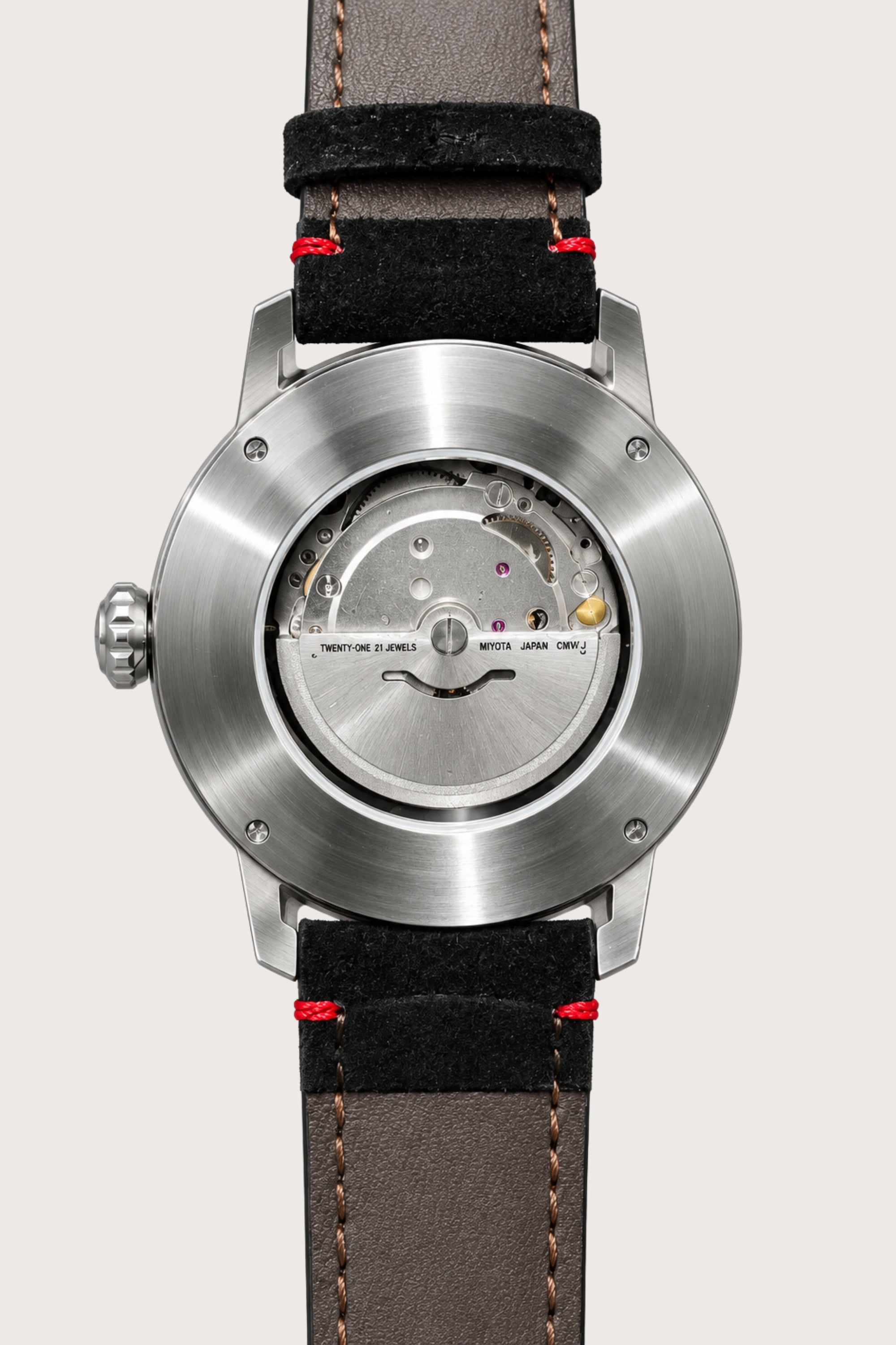 Luxury Carbon Steel Red Accent Skeleton Automatic Watch